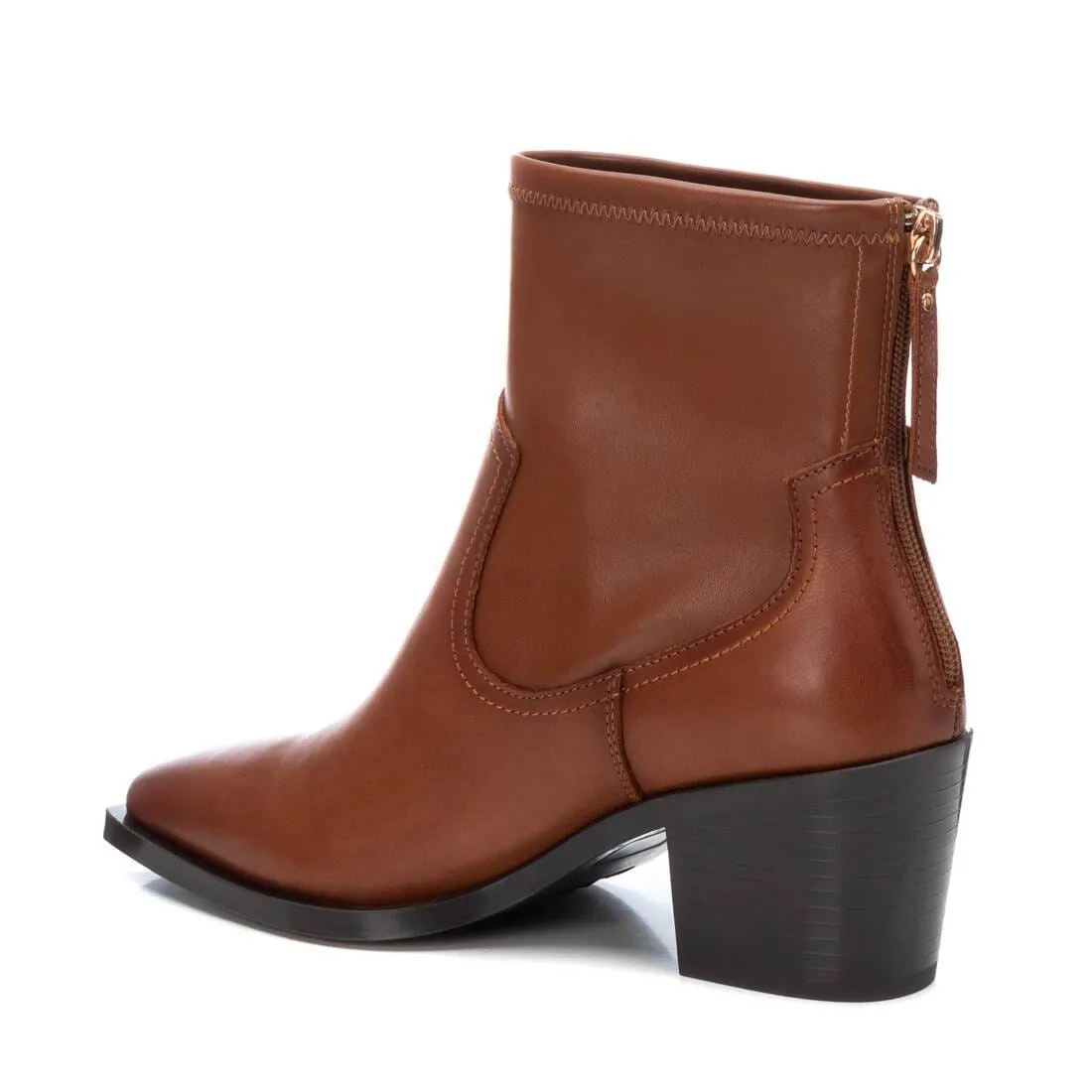 161230  Leather ankle boots with elastic in Tan