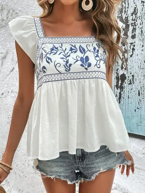 Alluring White Embroidered Top