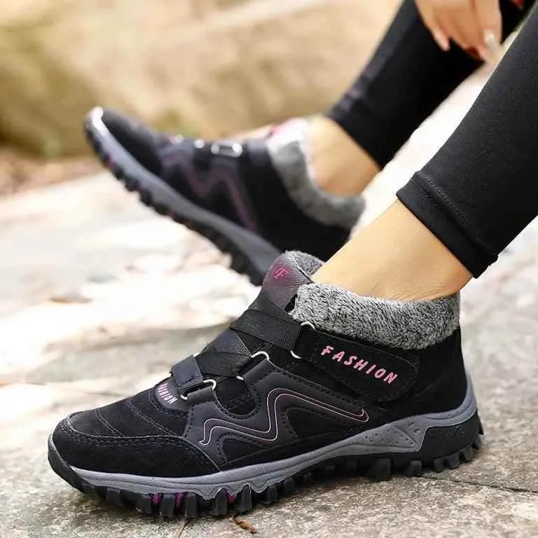 Ankle Boots Winter Plush Fashion Wedge Waterproof Women's Casual Shoes