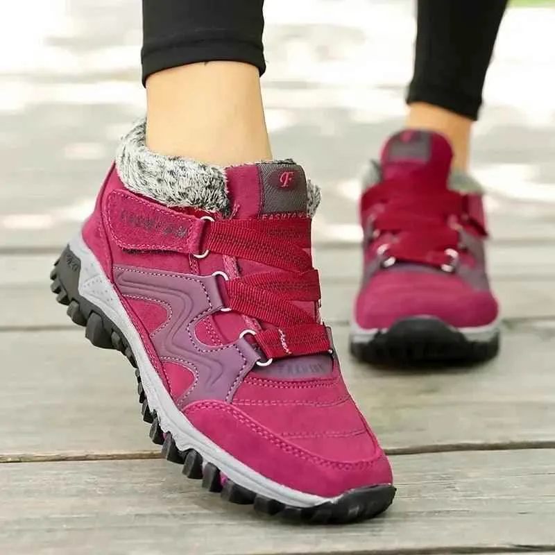 Ankle Boots Winter Plush Fashion Wedge Waterproof Women's Casual Shoes