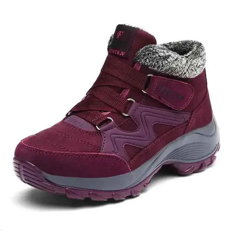 Ankle Boots Winter Plush Fashion Wedge Waterproof Women's Casual Shoes