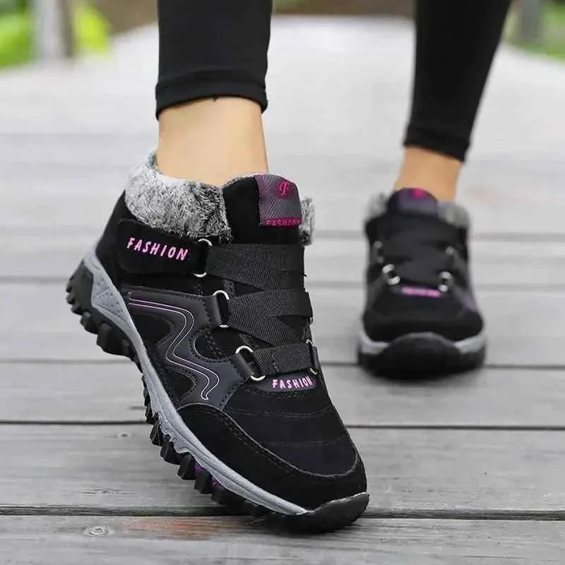 Ankle Boots Winter Plush Fashion Wedge Waterproof Women's Casual Shoes