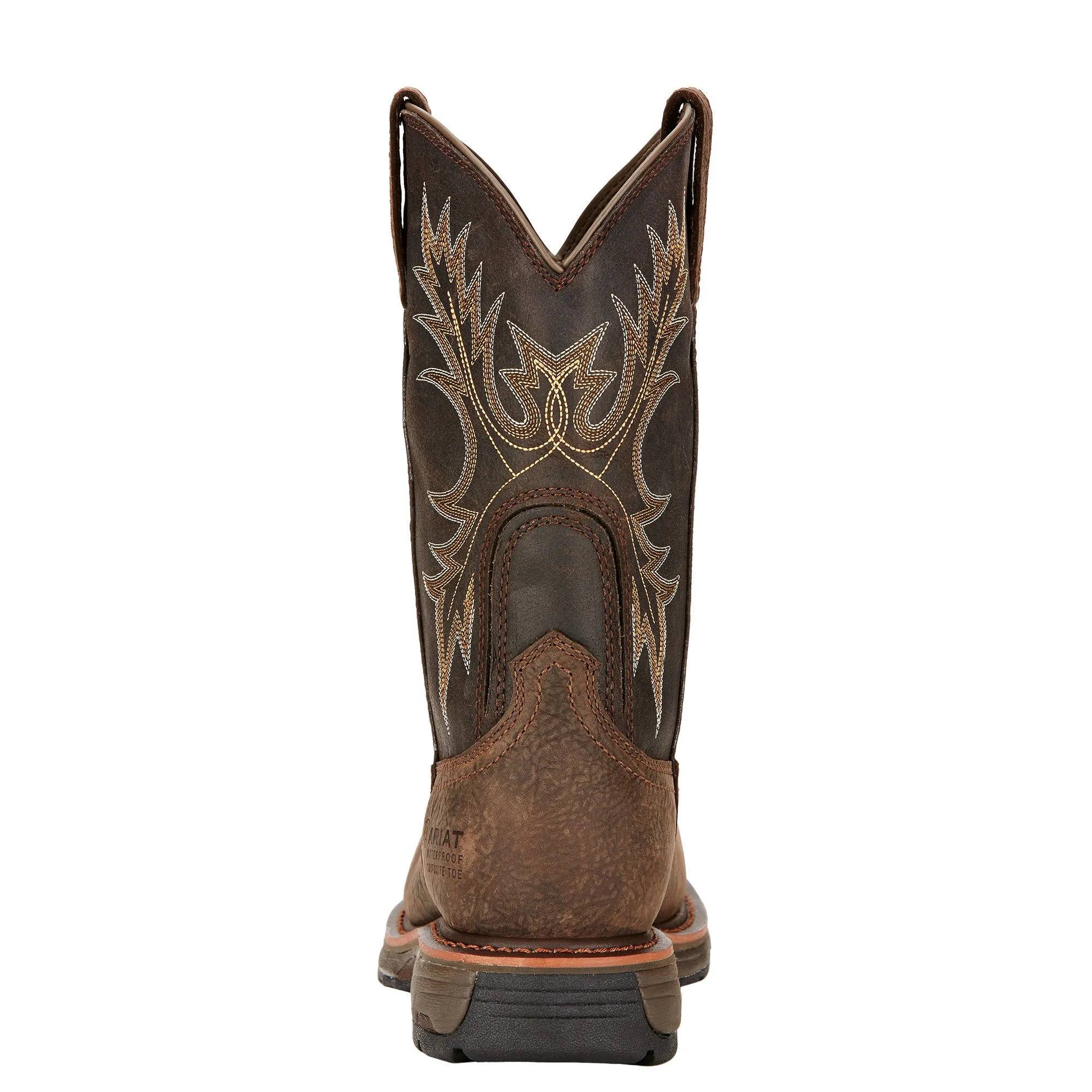 Ariat Mens Workhog Wide Square Toe Waterproof Composite Toe Work Boot Bruin Brown