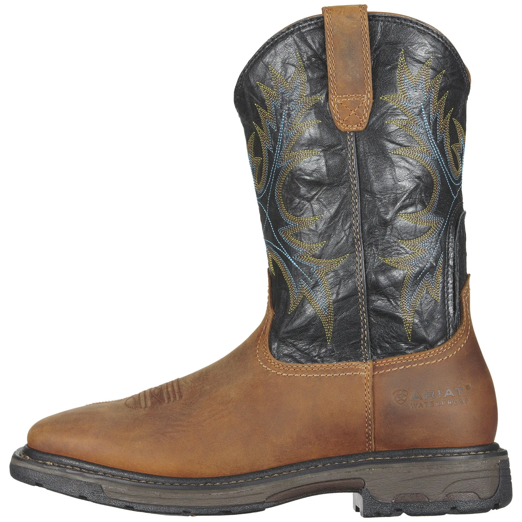 Ariat Mens Workhog Wide Square Toe Waterproof Steel Toe Work Boot Aged Bark