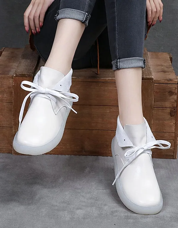 Autumn Round Head Retro Leather Short boots