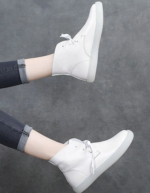 Autumn Round Head Retro Leather Short boots