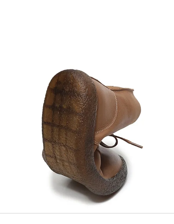 Autumn Round Head Retro Leather Short boots