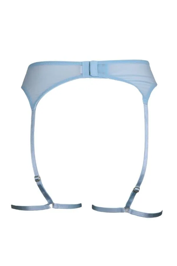Ayaka Blue Wave Embroidered Suspender Belt