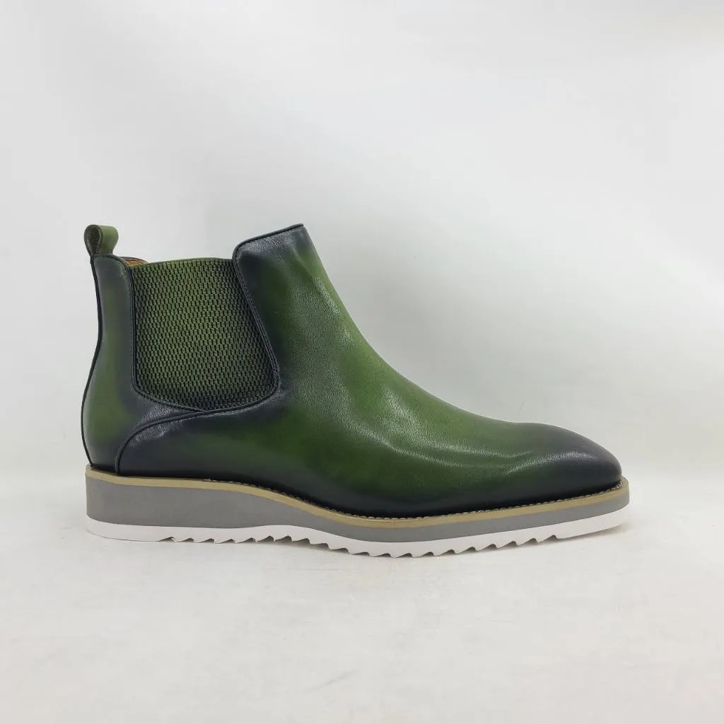 Carrucci Olive Men's Slip-on Patina Chelsea Boot Style No: KB515-15