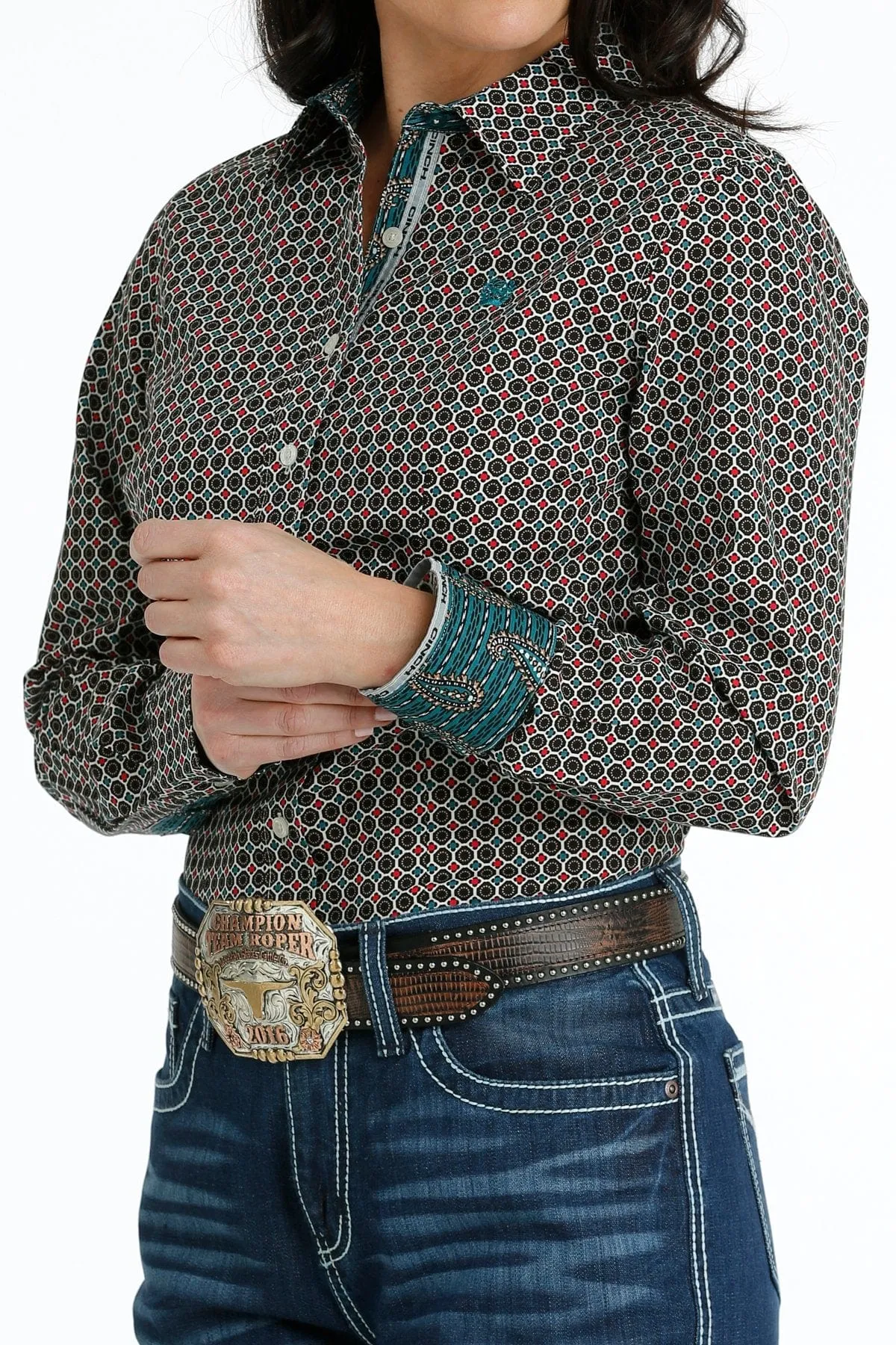 Cinch Women's Geometric Print Long Sleeve Button Down Western Shirt MSW9165040