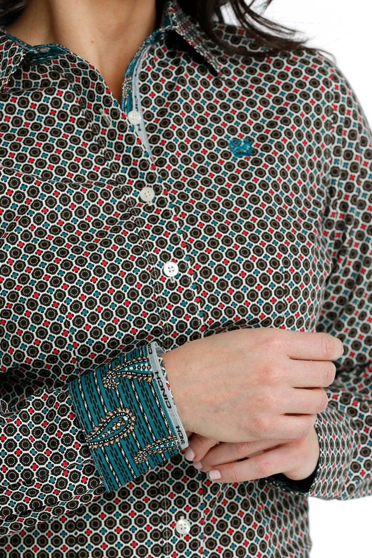 Cinch Women's Geometric Print Long Sleeve Button Down Western Shirt MSW9165040