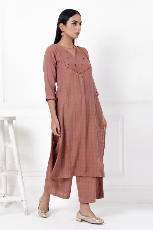 Coco Lily Hand-Embroidered & Handwoven Kurta Set