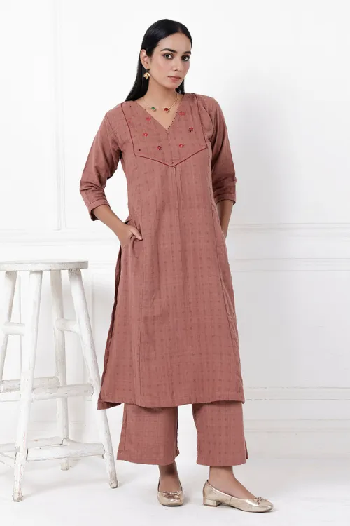 Coco Lily Hand-Embroidered & Handwoven Kurta Set