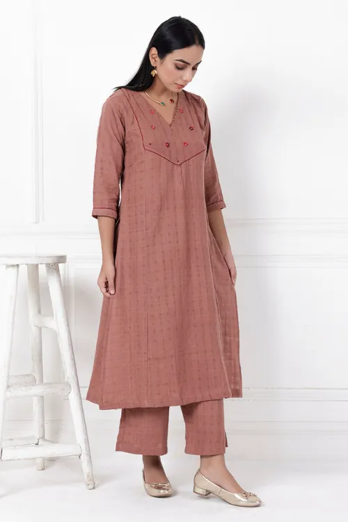 Coco Lily Hand-Embroidered & Handwoven Kurta Set