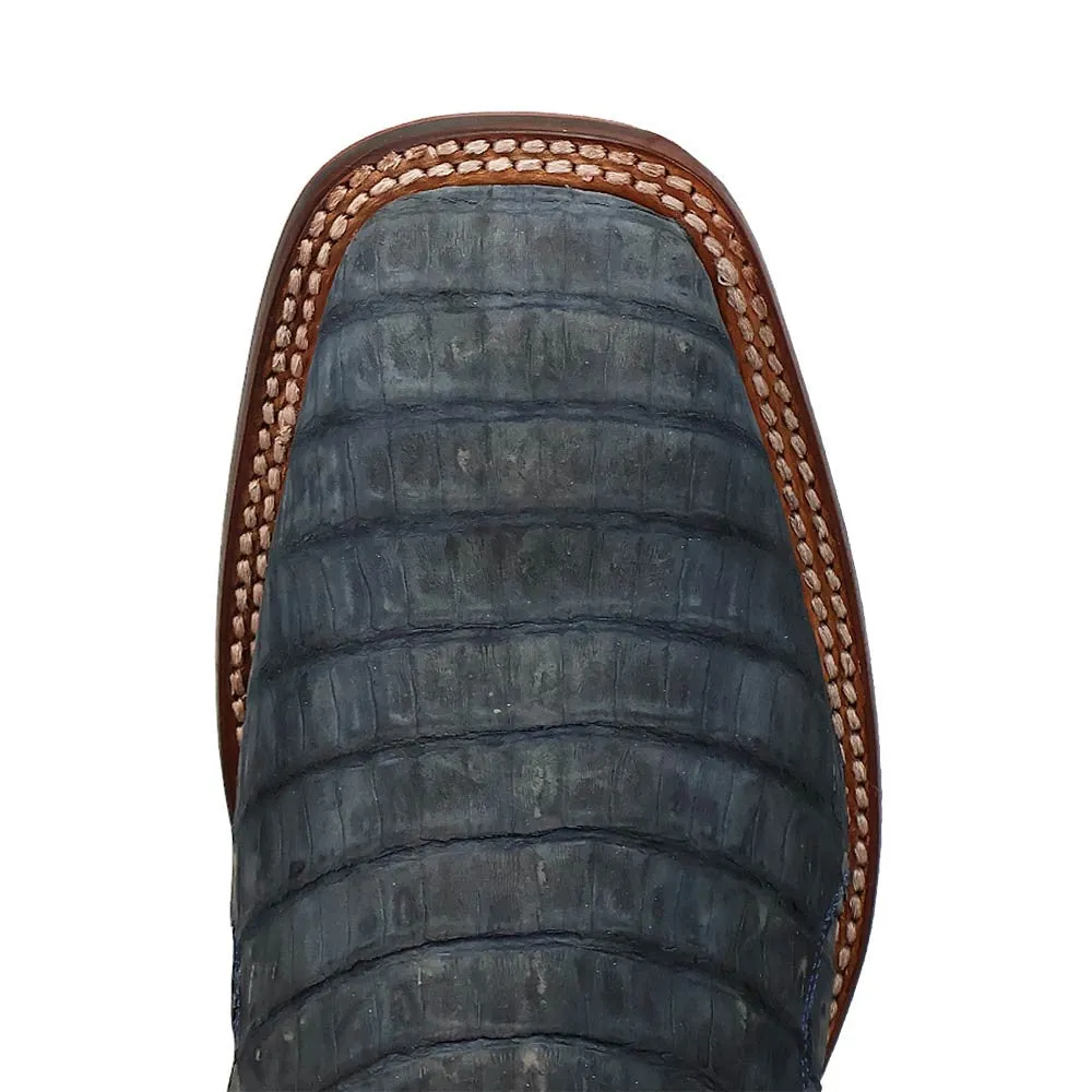 Dan Post Men's Leon Denim & Tan Caiman Square Toe Western Boots