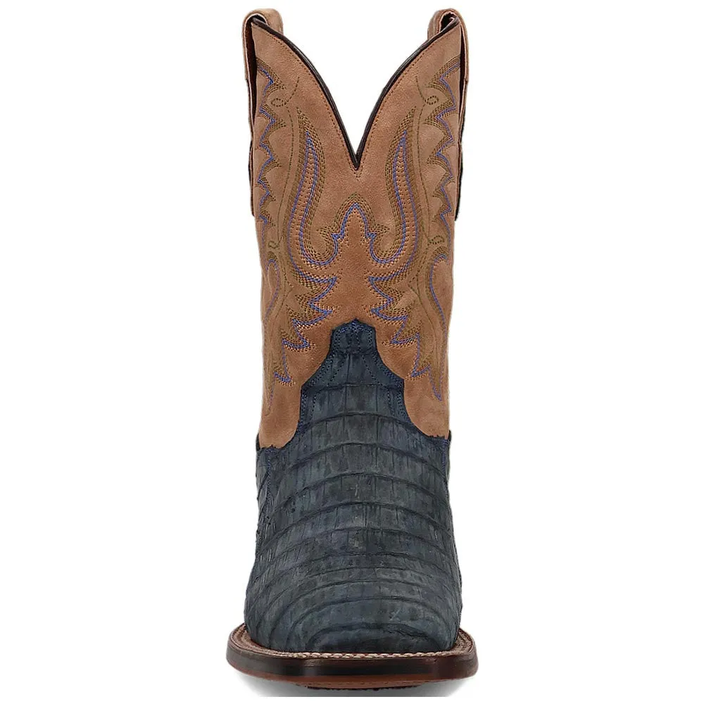 Dan Post Men's Leon Denim & Tan Caiman Square Toe Western Boots