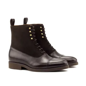 DapperFam Vittorio in Dark Brown Men's Lux Suede & Italian Pebble Grain Leather Balmoral Boot