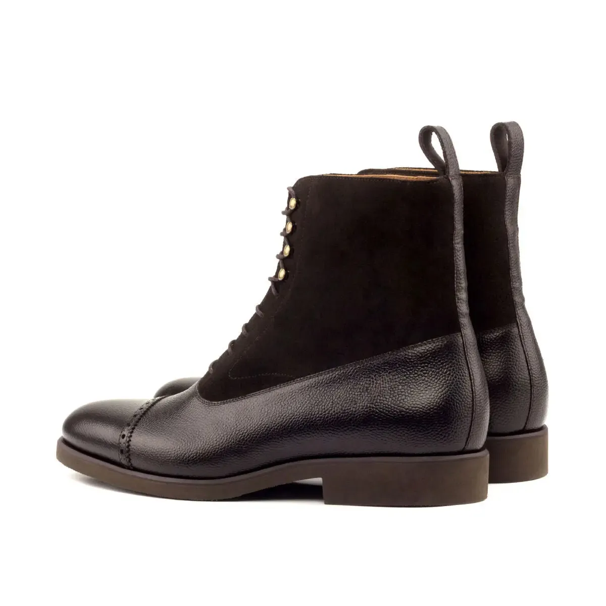 DapperFam Vittorio in Dark Brown Men's Lux Suede & Italian Pebble Grain Leather Balmoral Boot