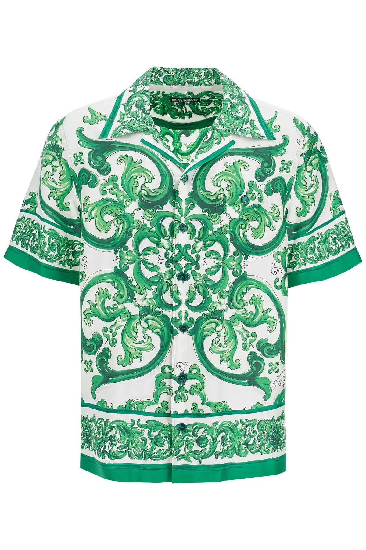 DOLCE & GABBANA hawaii silk twill maiolica print shirt