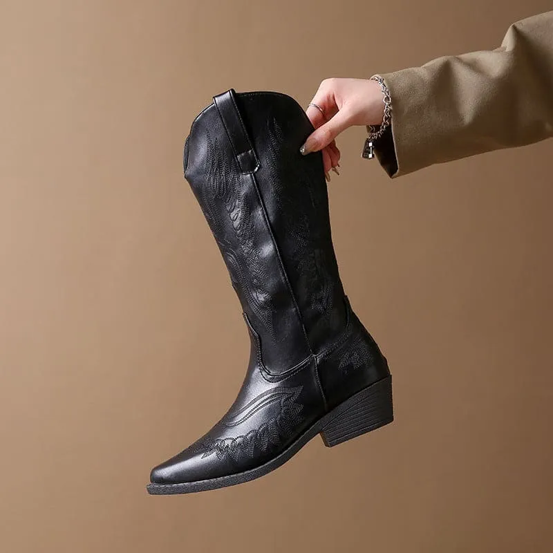 Fashion Embroidered Ladies Western Cowgirl Boots for a Trendy Look
