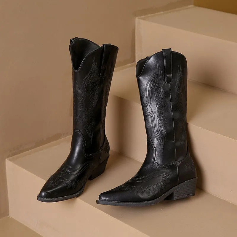 Fashion Embroidered Ladies Western Cowgirl Boots for a Trendy Look