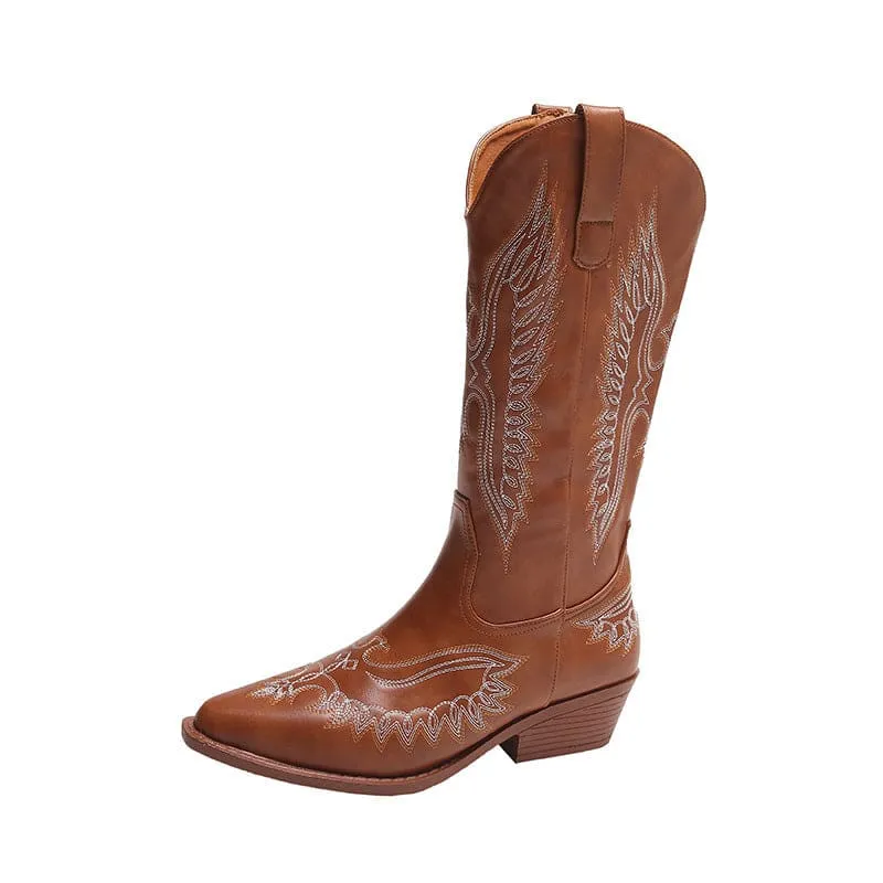 Fashion Embroidered Ladies Western Cowgirl Boots for a Trendy Look