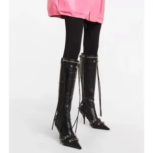 Fashion Knee-high Winter Boots Pointed Toe Punk High Heels for Women