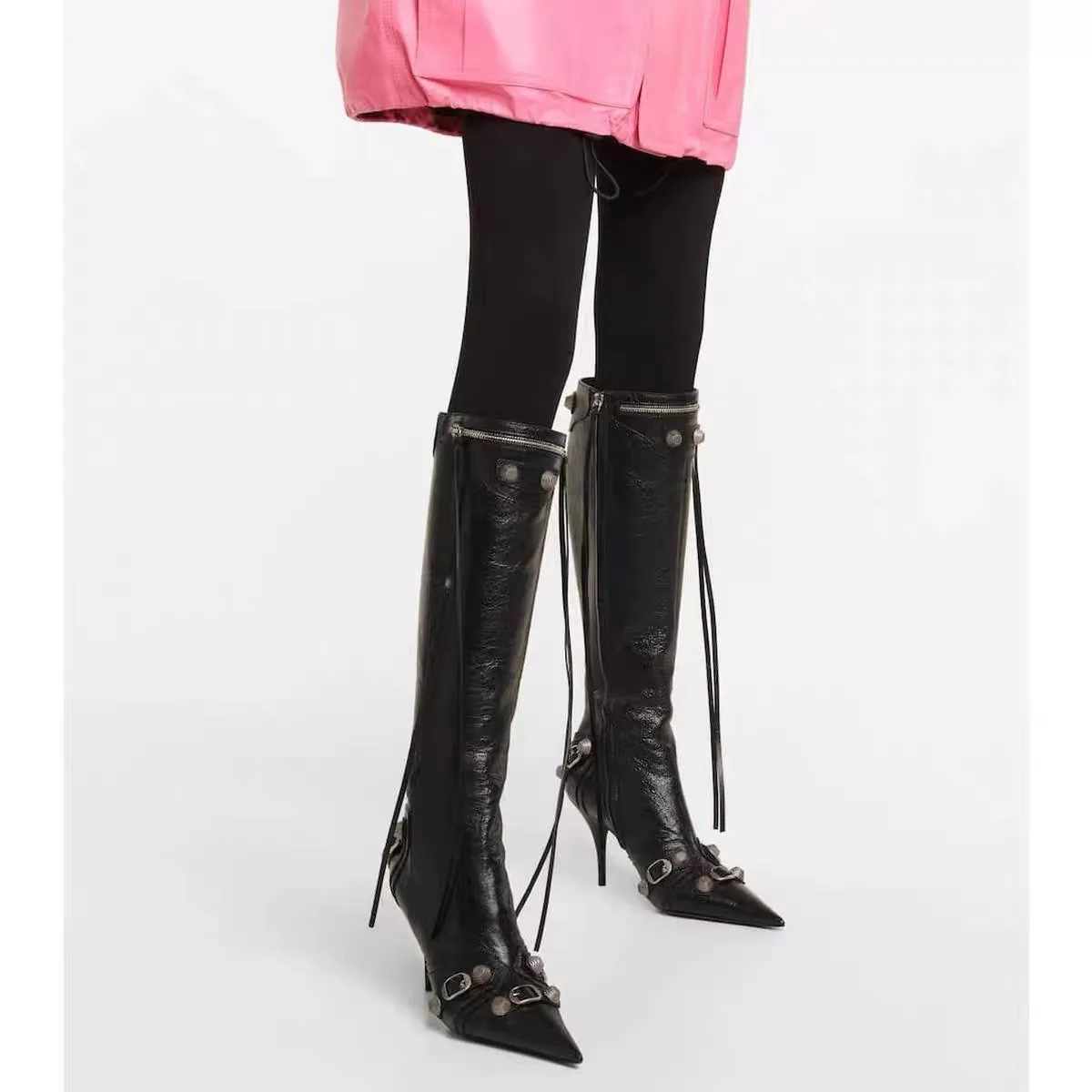 Fashion Knee-high Winter Boots Pointed Toe Punk High Heels for Women
