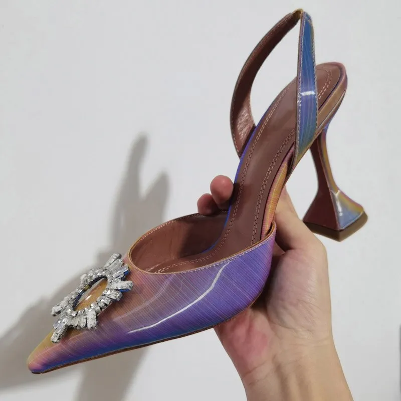 Hot Sale New Color Satin Dress Shoes Women Summer Pointy Toe Goblet High Heel Gladiatus Sandals Crystal Bow-knot Designer Shoes