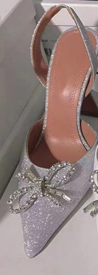 Hot Sale New Color Satin Dress Shoes Women Summer Pointy Toe Goblet High Heel Gladiatus Sandals Crystal Bow-knot Designer Shoes