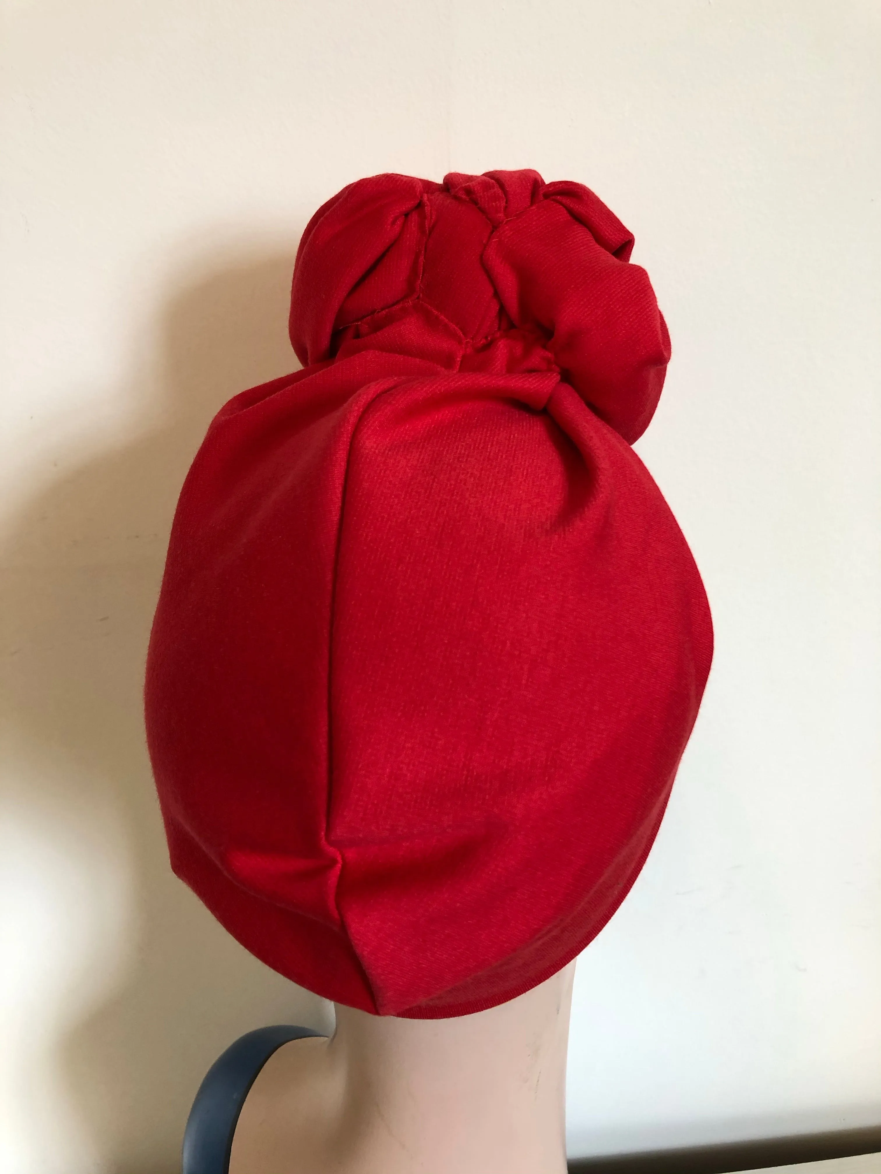 Made To Order: ROSE KNOT 1940s Pre-tied Stretchy Turban in 8 Colours: red, black, leopard, olive green, mustard, rust, grey & navy