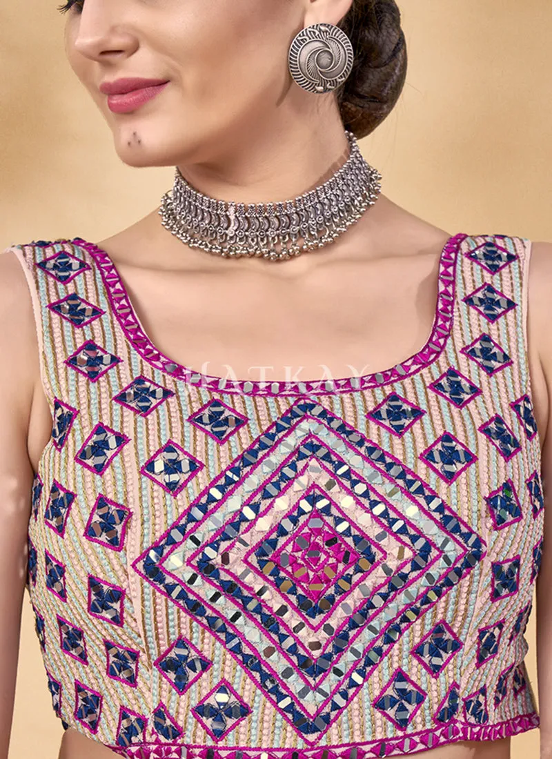 Magenta Mirror And Sequence Embroidered Lehenga Choli
