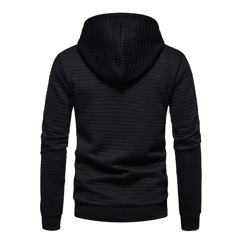 Mens Hooded Sweatshirt Casual Long Sleeve Drawstring Waffle Knit Pullover Hoodies