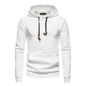 Mens Hooded Sweatshirt Casual Long Sleeve Drawstring Waffle Knit Pullover Hoodies