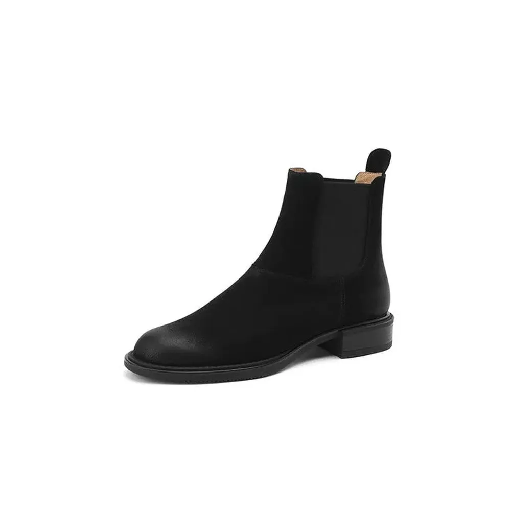 Merendy Retro Leather Chunky Chelsea Boots