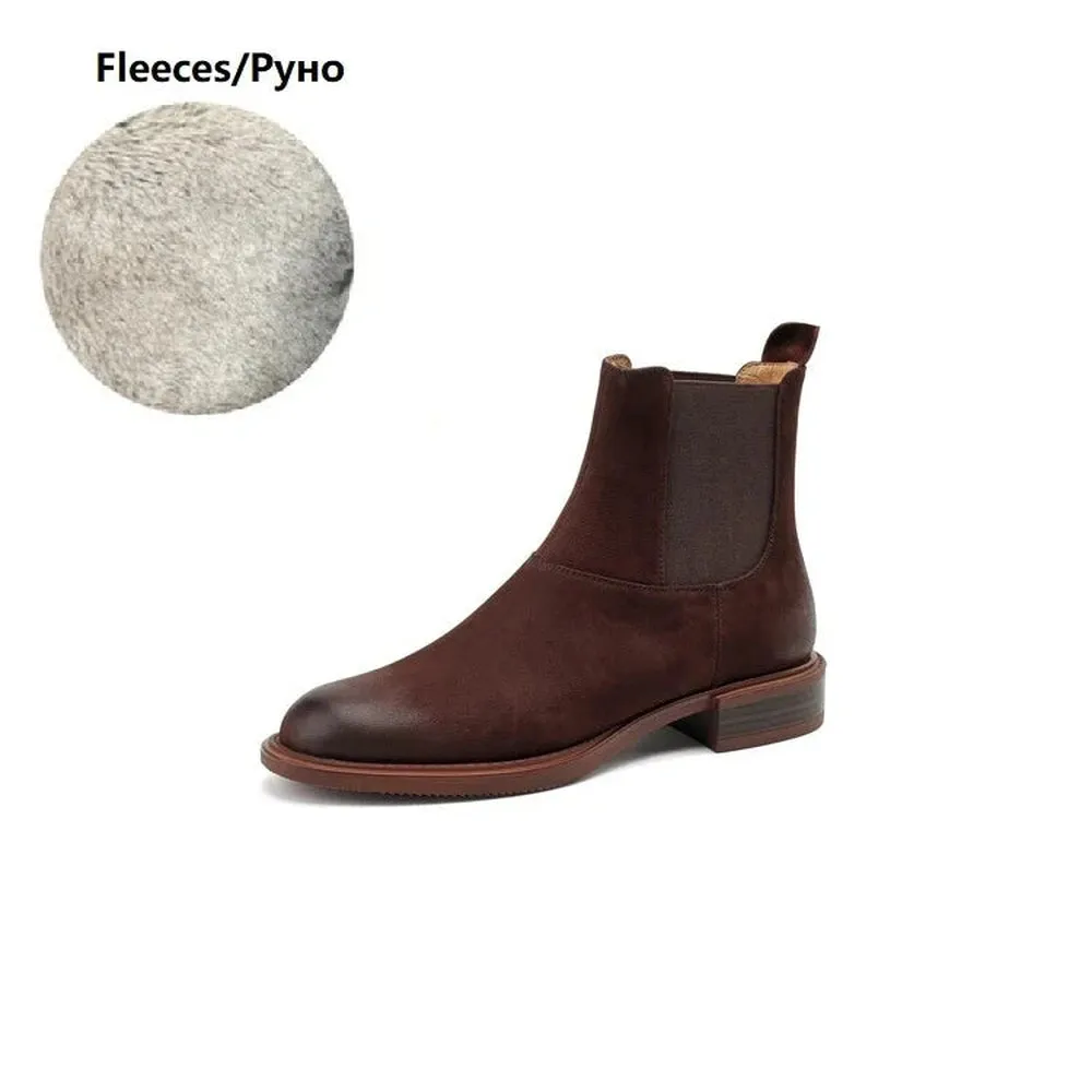 Merendy Retro Leather Chunky Chelsea Boots