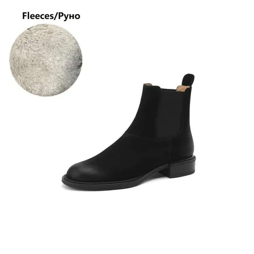 Merendy Retro Leather Chunky Chelsea Boots