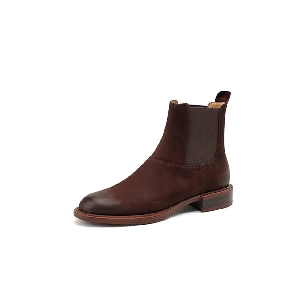 Merendy Retro Leather Chunky Chelsea Boots