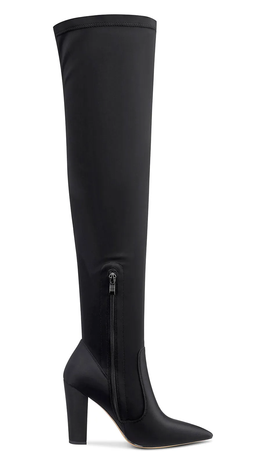 NobleOnly Women's High Heels Over Knee Boots Pointed-Toe Sexy Boot with Zipper Basic Office Boot 4" Chunky Heel Shoes