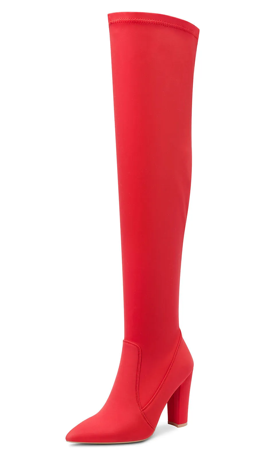 NobleOnly Women's High Heels Over Knee Boots Pointed-Toe Sexy Boot with Zipper Basic Office Boot 4" Chunky Heel Shoes