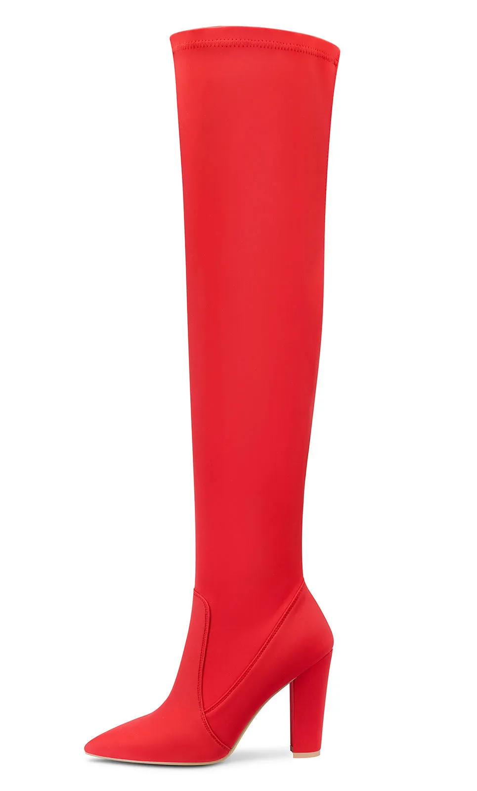 NobleOnly Women's High Heels Over Knee Boots Pointed-Toe Sexy Boot with Zipper Basic Office Boot 4" Chunky Heel Shoes