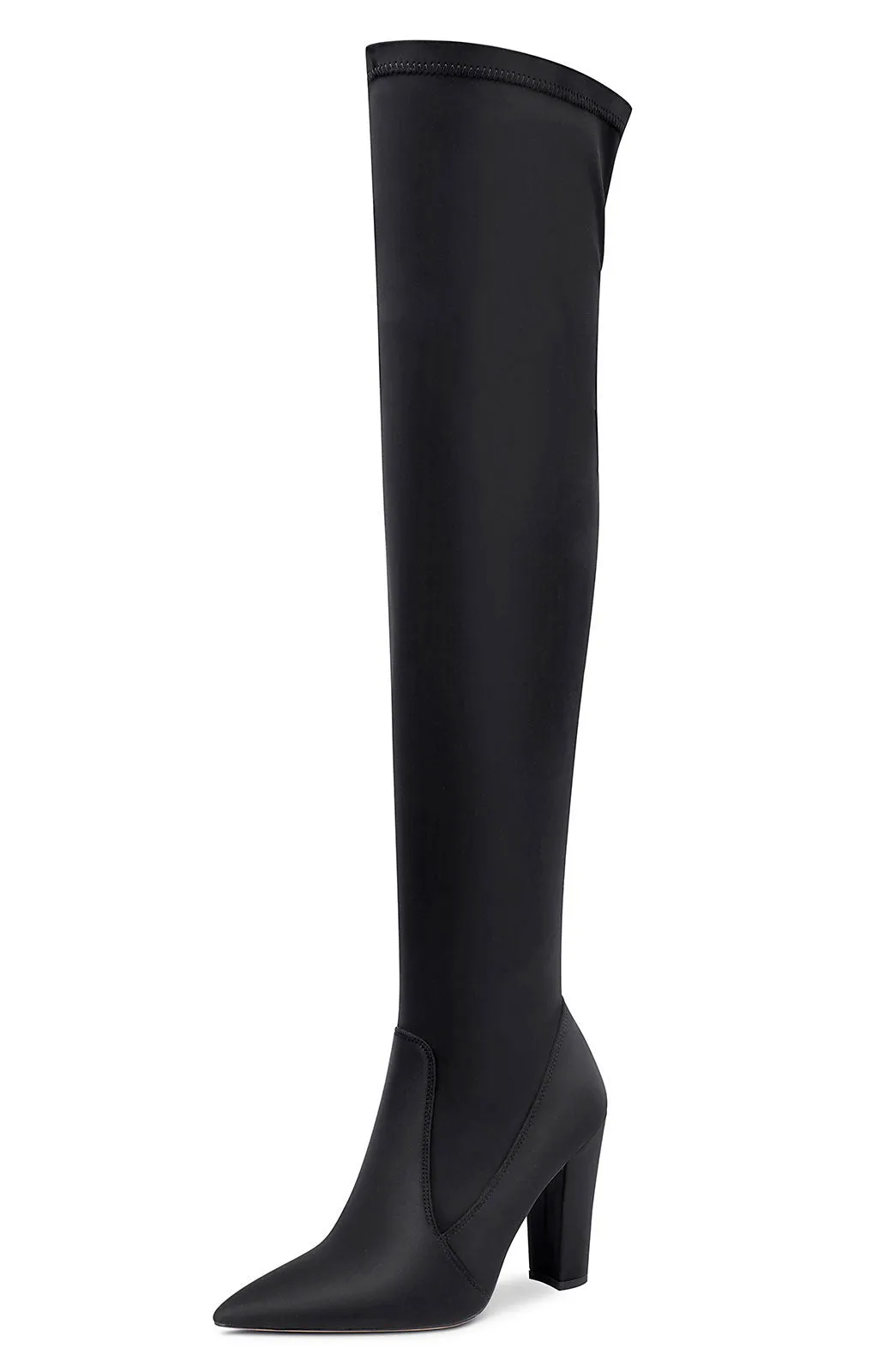 NobleOnly Women's High Heels Over Knee Boots Pointed-Toe Sexy Boot with Zipper Basic Office Boot 4" Chunky Heel Shoes