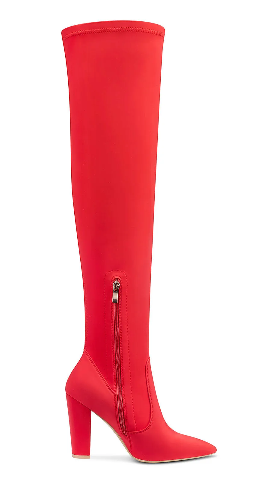 NobleOnly Women's High Heels Over Knee Boots Pointed-Toe Sexy Boot with Zipper Basic Office Boot 4" Chunky Heel Shoes