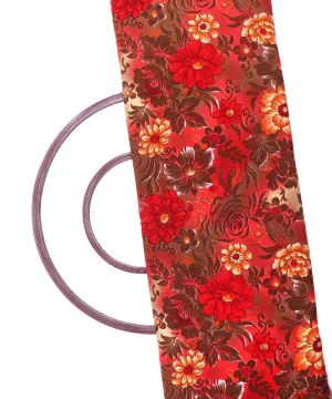 Red Brown Floral Pattern Crepe Fabric
