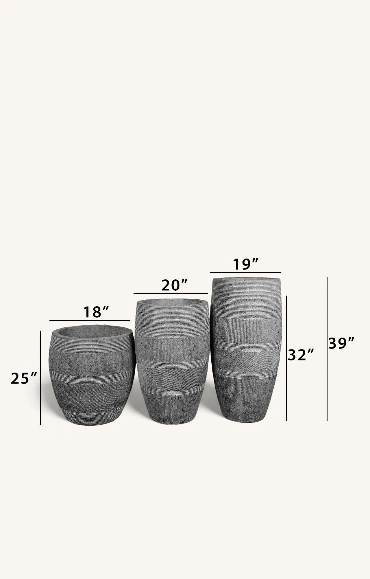 Striated Style Planter Set