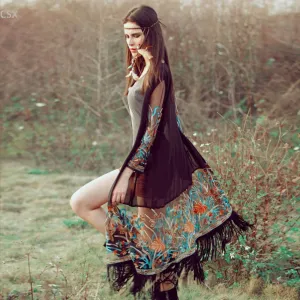 Strike A Rose Embroidered Kimono