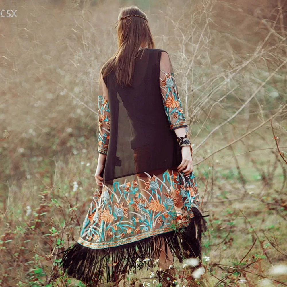 Strike A Rose Embroidered Kimono