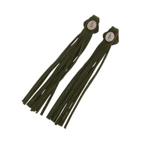 Tassels - green suede