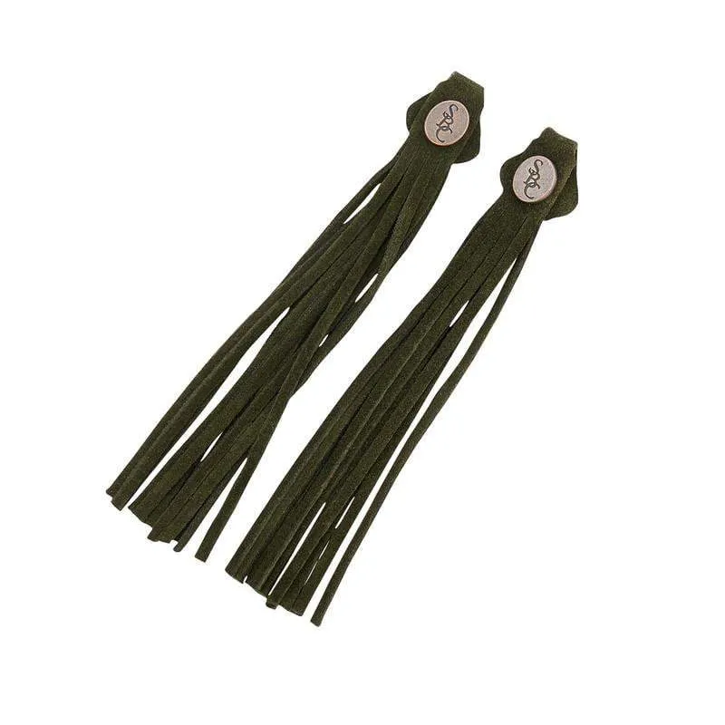 Tassels - green suede