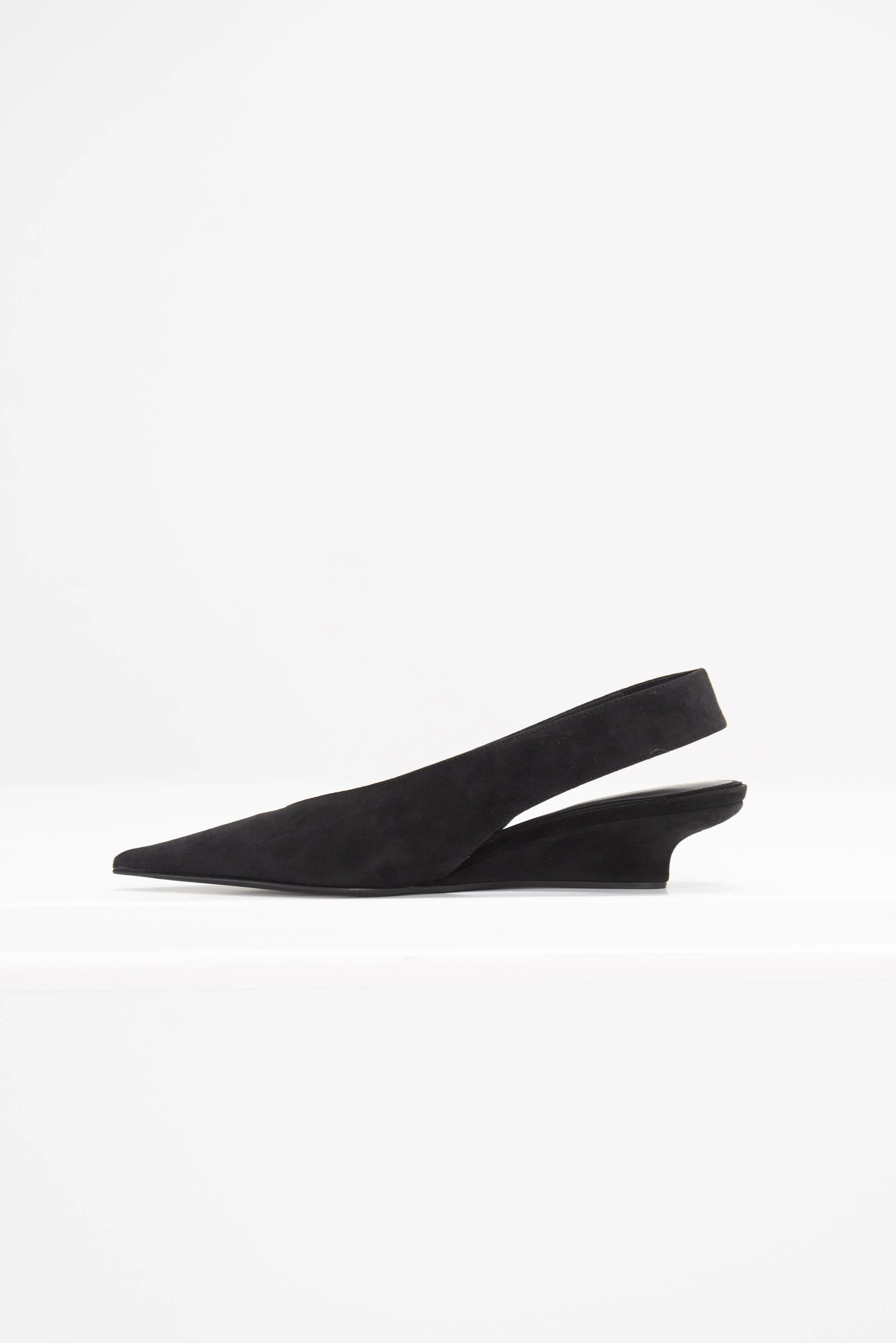 The Suede Wedge-Heel Slingback, Black